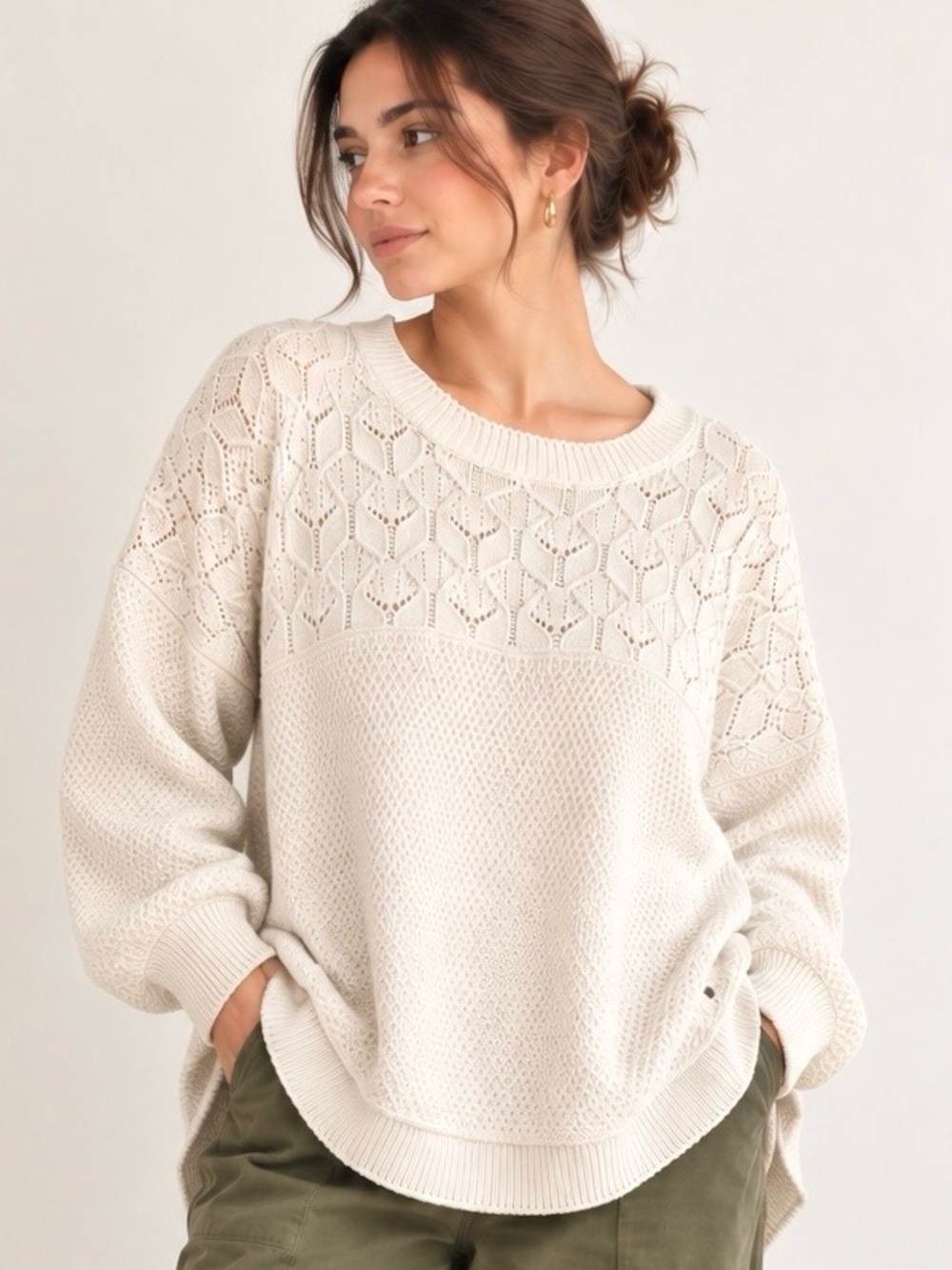 Fat Face Women’s Cream Knit Jumper Sweater - Casual Cozy Style